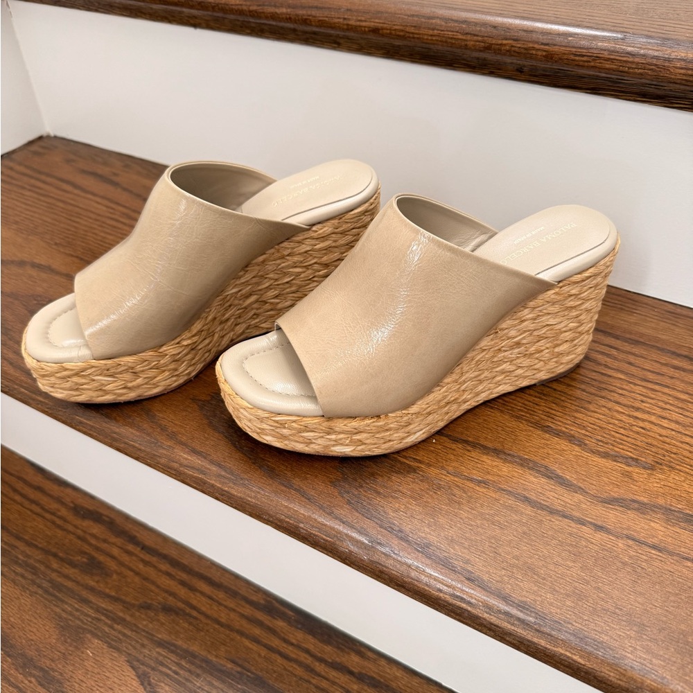 Paloma Barcelo Tan Wedge Sandals